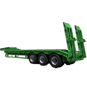 Remorque surbaissée à 3 essieux de 60 tonnes avec rampe hydraulique