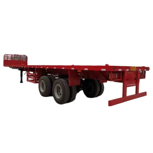 Semi-remorque à plateau avec suspension à bogie